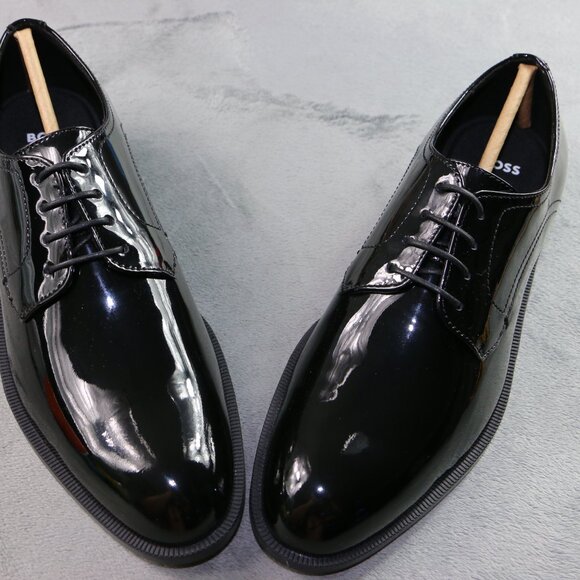 HUGO BOSS Men’s NEW $180 Black Patent Leather Colby Derby Dress Shoes Size US 7 main image 9